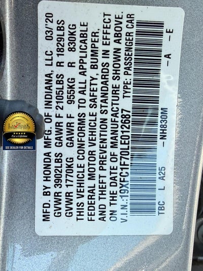2020 Honda Civic Sedan EX-L CVT