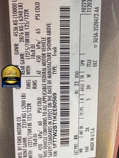 2019 Ford Super Duty F-250 SRW XLT 4WD Crew Cab 6.75' Box