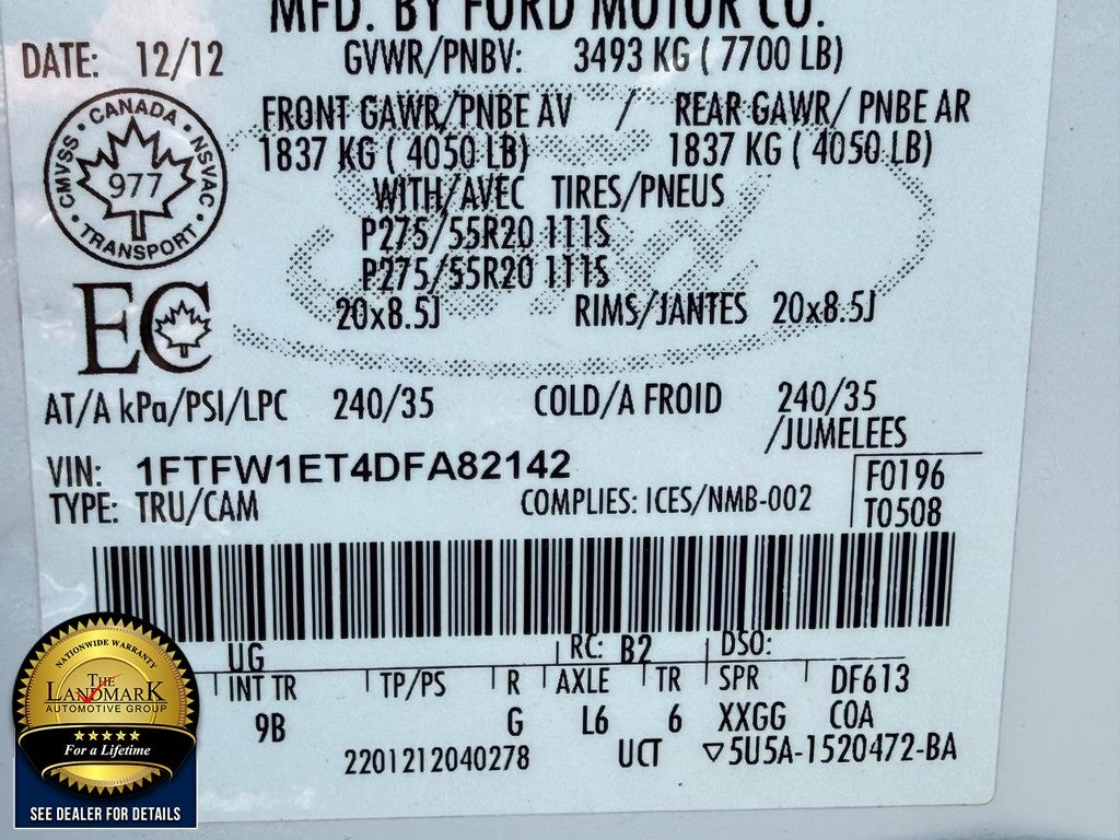 2013 Ford F-150 4WD SuperCrew 145" Platinum
