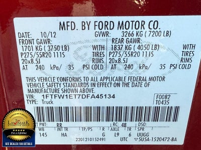 2013 Ford F-150 4WD SuperCrew 145" Lariat