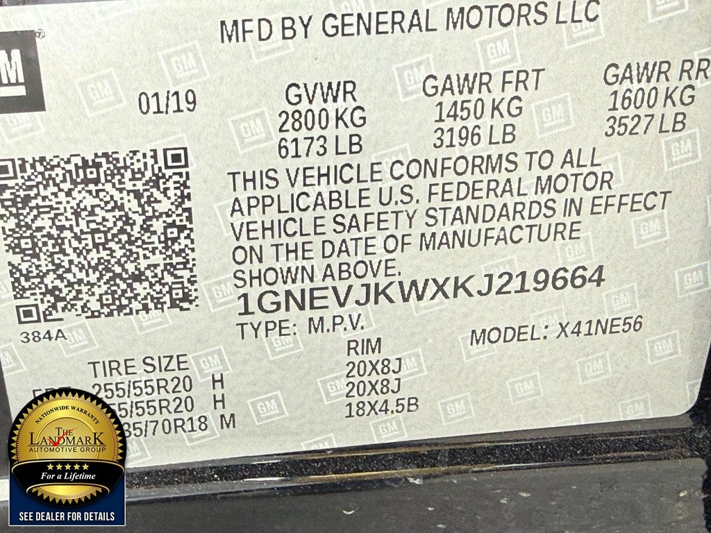 2019 Chevrolet Traverse AWD 4dr High Country w/2LZ