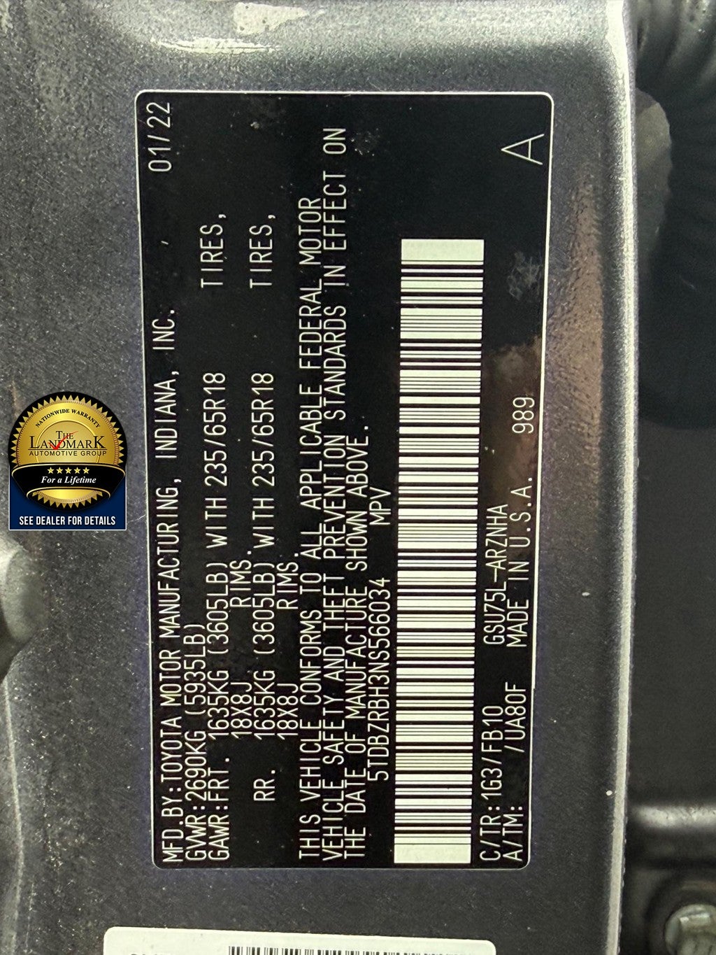 2022 Toyota Highlander LE AWD (Natl)