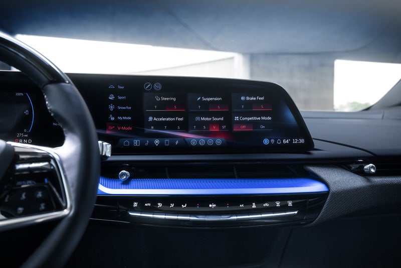 The 2026 OPTIQ-V Display Screen Displaying the V-Mode Settings | Landmark Cadillac in Springfield IL