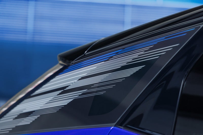 Close-up of the Modern Pattern on the 2026 OPTIQ-V Rear Quarter Glass | Landmark Cadillac in Springfield IL